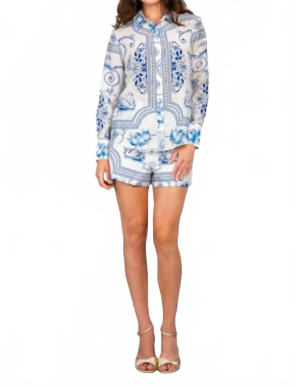 NEW LAVENDER BROWN alivia top in blue/white combo